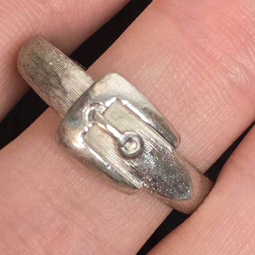 Vintage Avon Silver Buckle Ring Minimalist  Statement Ring Size 9.25